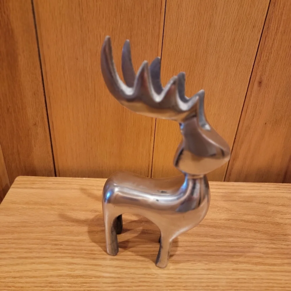 Pair Silver Metal Tabletop Deer 8
